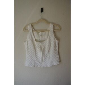 Rayure Paris Corset Tank Top Textured Zip‎ Front Parisian Chic White Size 44
